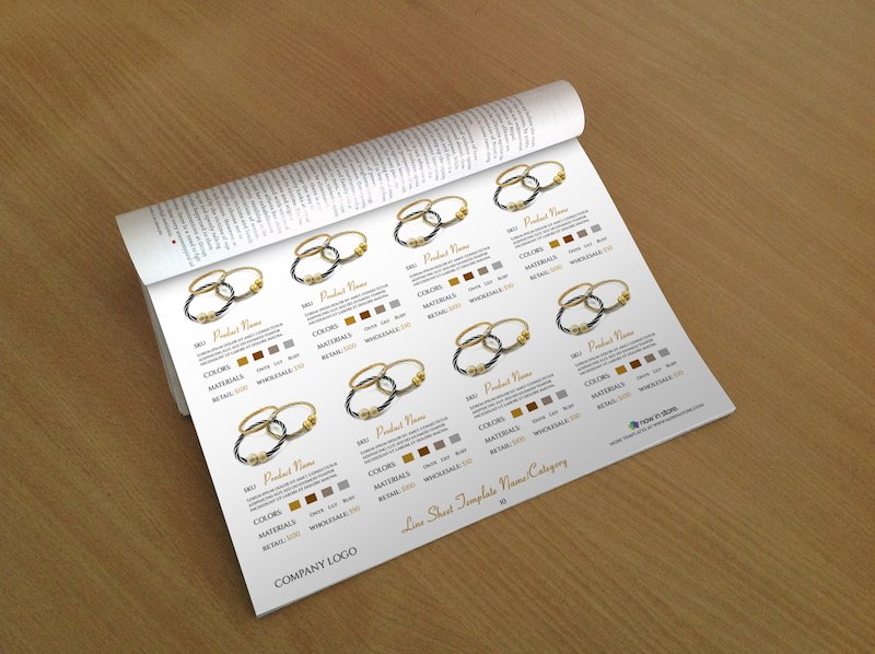 jewellery line sheet template