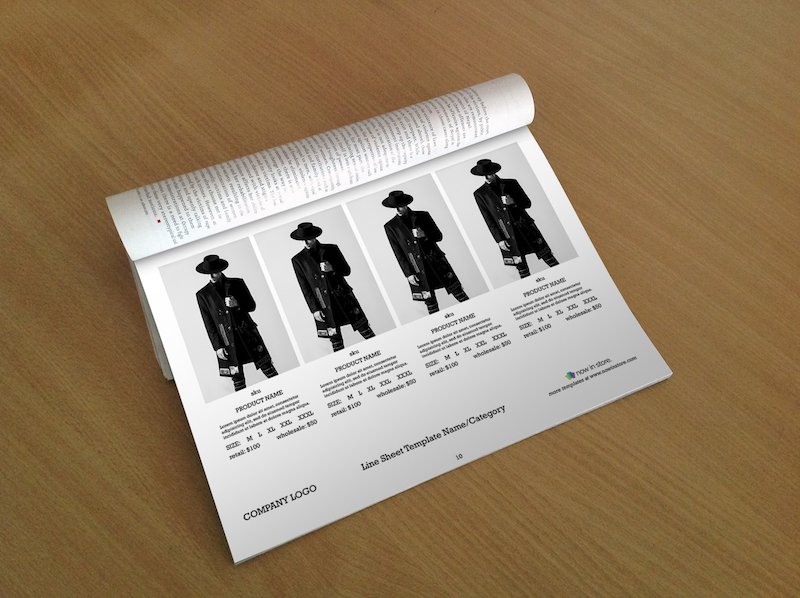 men fashion line sheet template