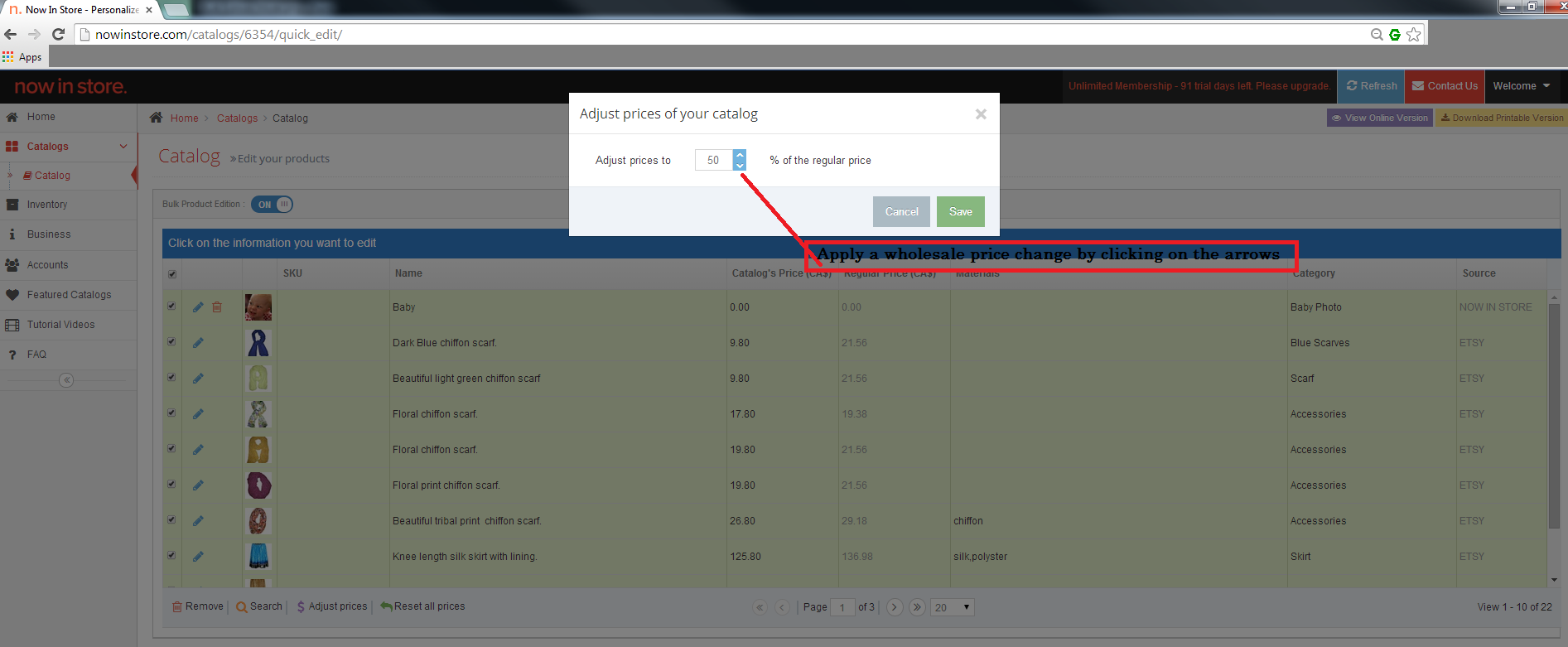 How to edit product descriptions and prices + using the wholesale price ...