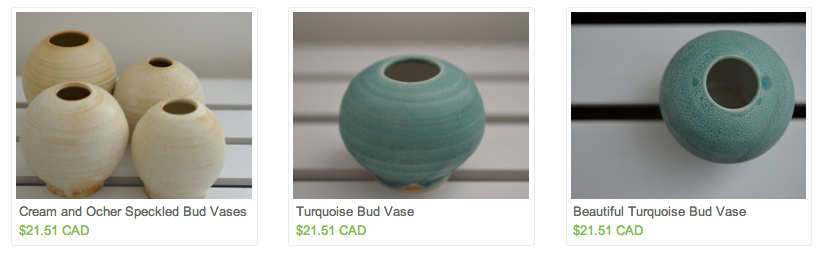 Product photos taken at a consistent angle but with inconsistent lighting, showing shadows against the wall